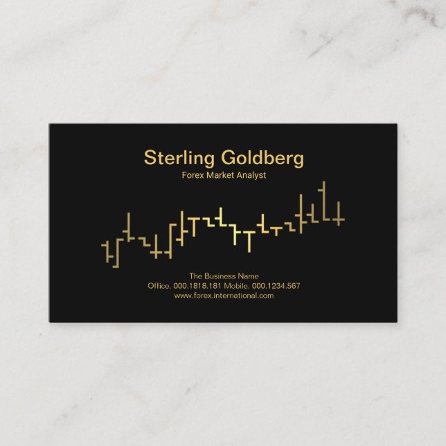Cartão De Visita Forex Dealer do Graph da Bolsa Dourada Faux (Frente)