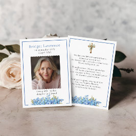 Cartão De Visita Forget-me-not Flower Memorial Photo Prayer Card