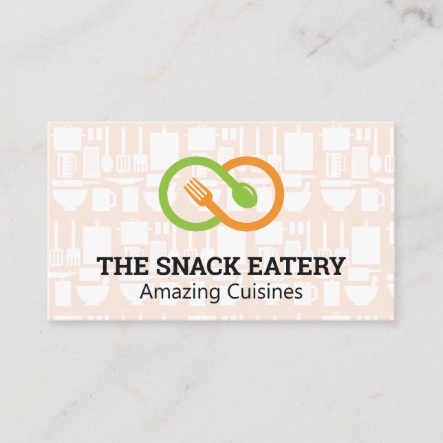 Cartão De Visita Fork Spoon | Utensílios de cozinha de restaurante (Frente)