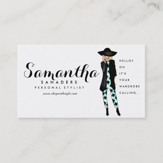 Cartão De Visita Forma/cartão pessoal da ilustração da menina do (Frente)