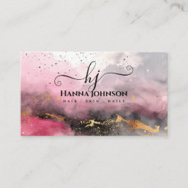 Cartão De Visita Forma de água Faux Dourada Gitter Monograma inicia