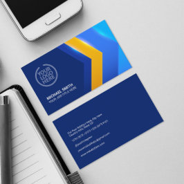 Cartão De Visita Forma Geométrica Amarelo Azul Moderno Profissional