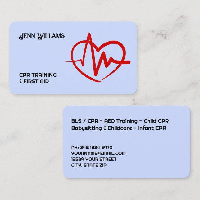 Cartão De Visita Formador de primeiros socorros (Frente/Verso)