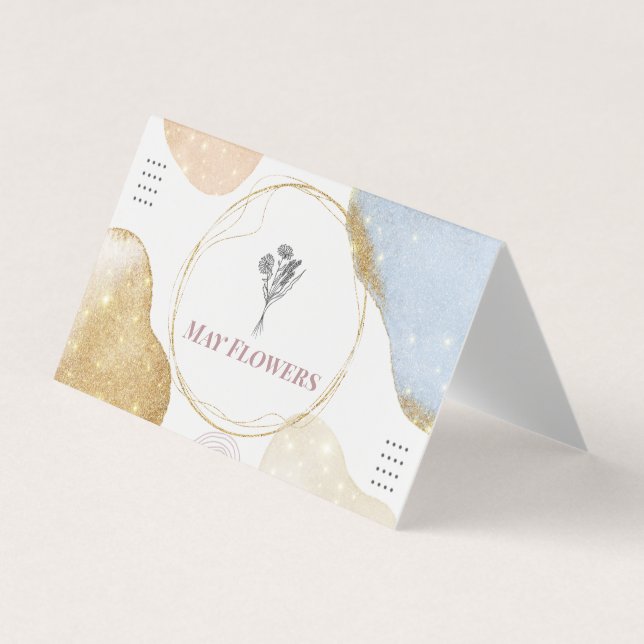 Cartão De Visita Formas de Abstrato Dourado Moderno (Frente)