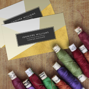 Cartão De Visita Formas Geométricas de Folha de Ouro Moderna