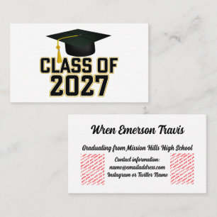 Cartão De Visita Formatura da turma de 2027 de Letterman