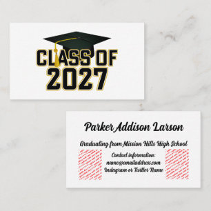 Cartão De Visita Formatura da turma de 2027 de Letterman