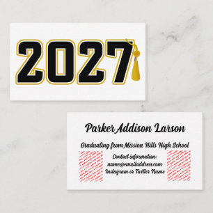 Cartão De Visita Formatura da turma de 2027 de Letterman