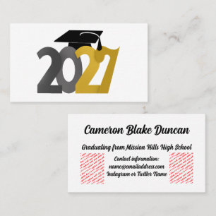 Cartão De Visita Formatura da turma de 2027 Gold e Gray