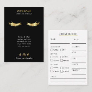 Cartão De Visita Formulário de Registro de Cliente de Cílios Preto 
