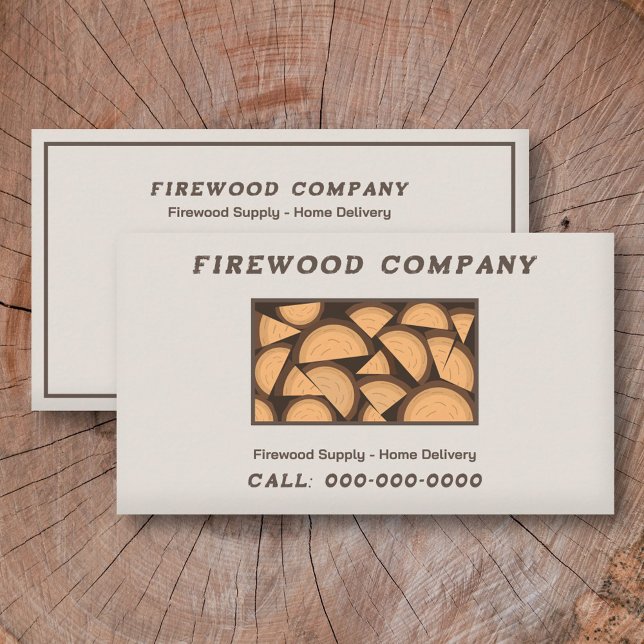 Cartão De Visita Fornecimento e entrega de madeira de fogo (Firewood Supply & Delivery Business Card)