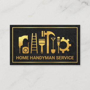 Cartão De Visita Fortaleza de Moldura Dourada de Textura Preta