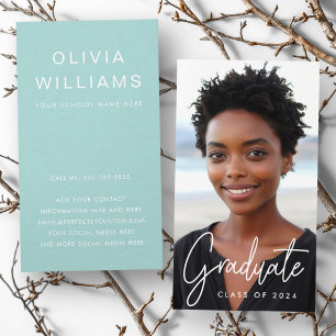 Cartão De Visita Foto aqua azul de ligação em rede de estudantes