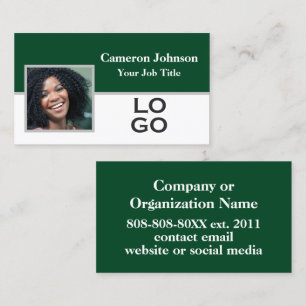 Cartão De Visita Foto com Logotipo Personalizado em Verde Floresta