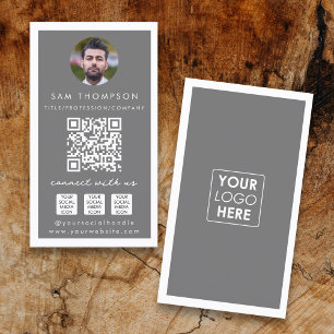 Cartão De Visita Foto conectada com o logotipo de código QR de mídi