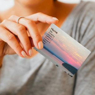 Cartão De Visita Foto cor-de-rosa do por do sol do Seascape