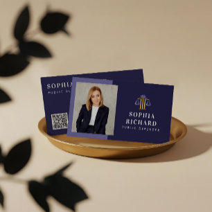 Cartão De Visita Foto da Empresa de Lei de Escala de Justiça Elegan