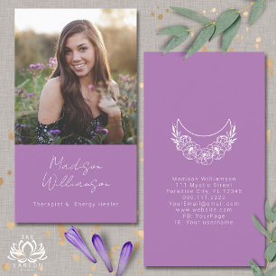 Cartão De Visita Foto da Lua do Crescente Moderno Esotérico de Ener