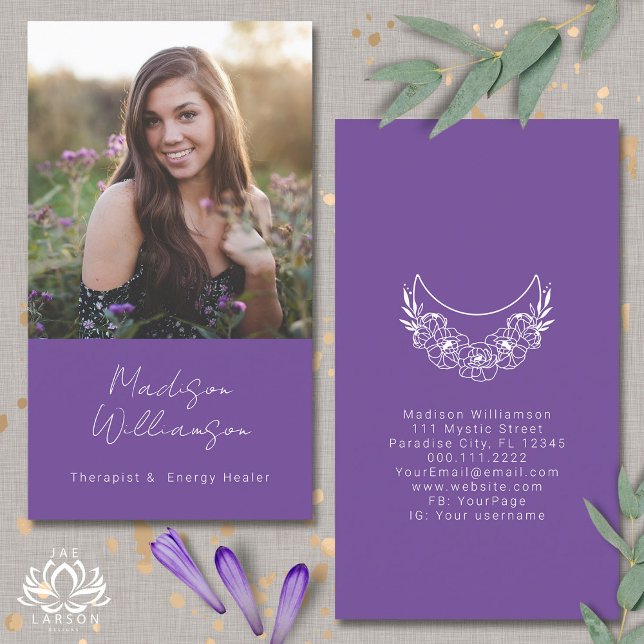 Cartão De Visita Foto da Lua do Crescente Moderno Esotérico de Ener (Criador carregado)