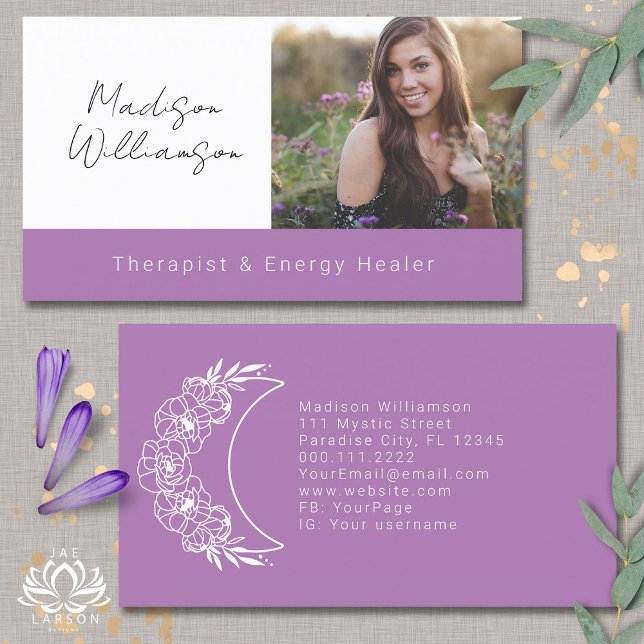 Cartão De Visita Foto da Lua do Crescente Moderno Esotérico de Ener (Criador carregado)