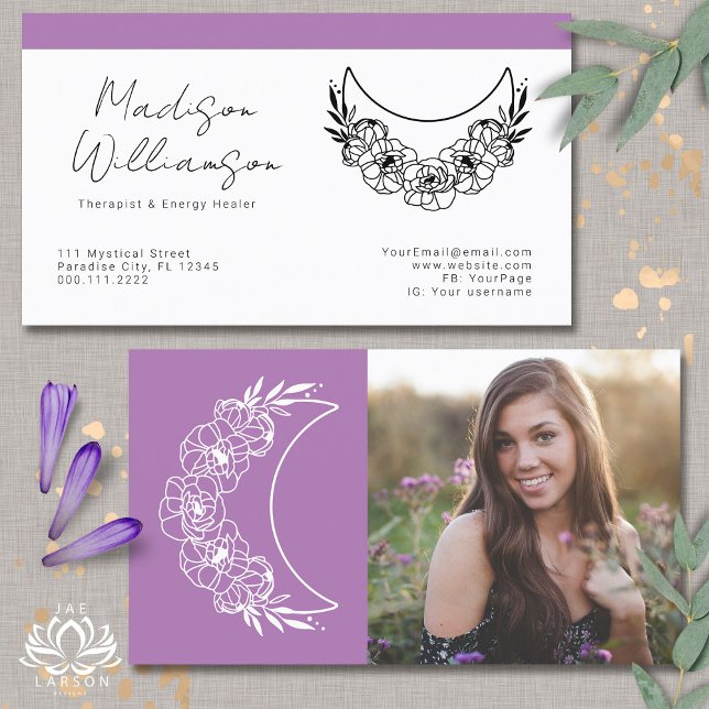 Cartão De Visita Foto da Lua do Crescente Moderno Esotérico de Ener (Criador carregado)