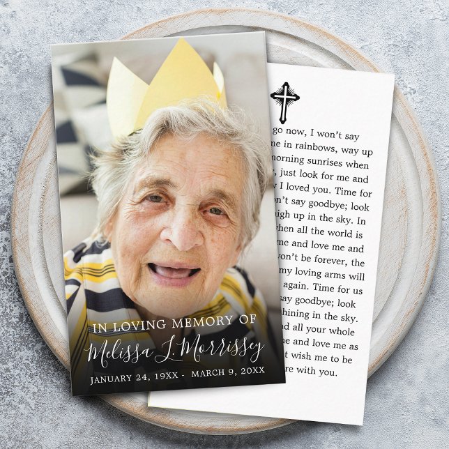 Cartão De Visita Foto da Oração do Memorial Funeral (Funeral Memorial Prayer Photo Business Card)