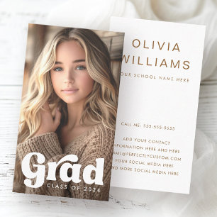 Cartão De Visita Foto da rede de graduação do formando Retro