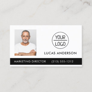 Cartão De Visita Foto da sua empresa ou logotipo de evento Black Bu