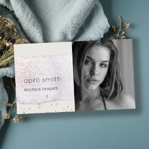 Cartão De Visita Foto de abstrato Dourada Lilac Brush Stoke Waterco