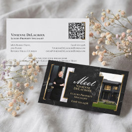 Cartão De Visita Foto de Agente Imobiliário Profissional Preto de L