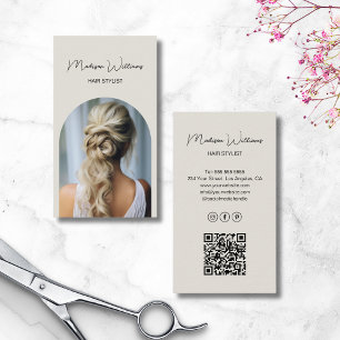 Cartão De Visita Foto de Arco Moderno Hair Stylist Neutra