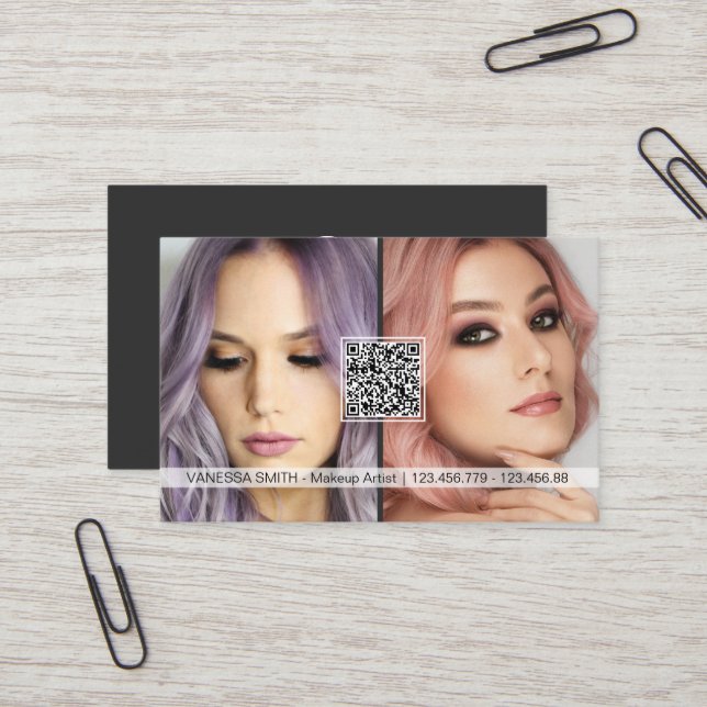 Cartão De Visita Foto de artista moderna do código QR das mídias so (Frente/Verso In Situ)