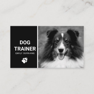 Cartão De Visita Foto de Cachorro Fofo e Felpudo Treinador de Cães