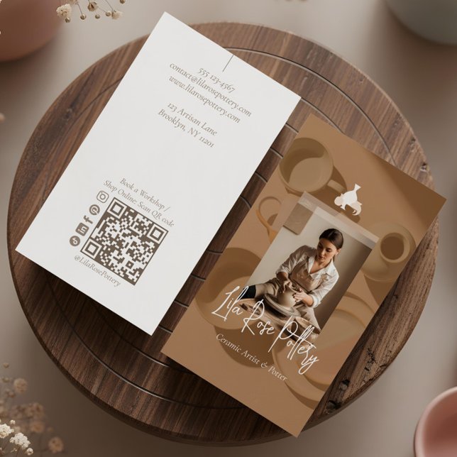 Cartão De Visita Foto de cerâmica artística minimalista moderna fei (Minimal Modern hand Made Artistic Pottery Photo Business Card)