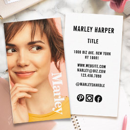 Cartão De Visita Foto de Cheio de Foto Minimalista para Simples Div