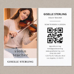 Cartão De Visita Foto de Código QR de Professor de Violino