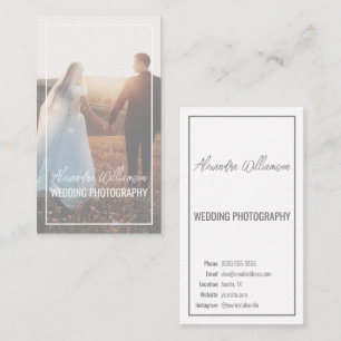 Cartão De Visita Foto de Fotógrafo Simples de Casamento Elegante Mo