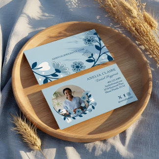 Cartão De Visita Foto de Higienista Dental de Emergência Floral Ele