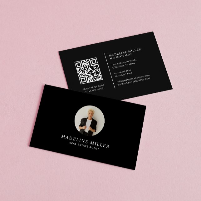 Cartão De Visita Foto de Imobiliário Moderno Branco Negro (Criador carregado)