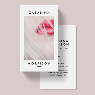 Cartão De Visita Foto de Lábios vermelhos de maquiagem minimalista