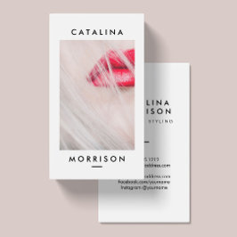 Cartão De Visita Foto de Lábios vermelhos de maquiagem minimalista