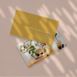Cartão De Visita Foto de logotipo amarelo empoeirado minimalista mo