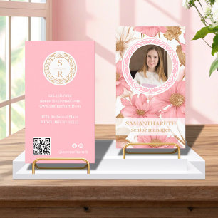 Cartão De Visita Foto de Marca do logotipo do Monograma Botânico Fl