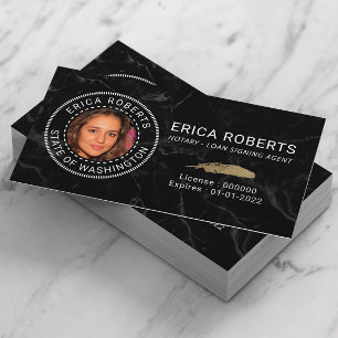 Cartão De Visita Foto de mármore preto do agente de sinalização 