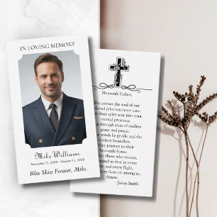 Cartão De Visita Foto de Memória de Amor Oração de Funeral Memorial