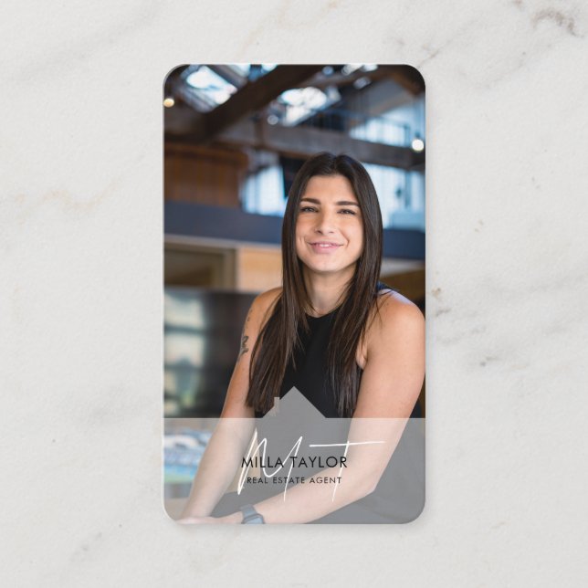 Cartão De Visita Foto de Monograma de Imóveis Modernos Profissionai (Frente)