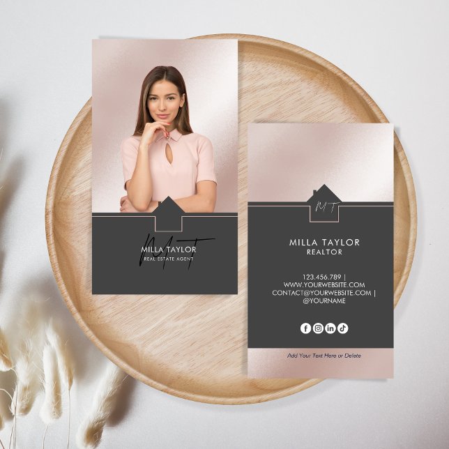 Cartão De Visita Foto de Monograma de Imóveis Modernos Profissionai (Criador carregado)