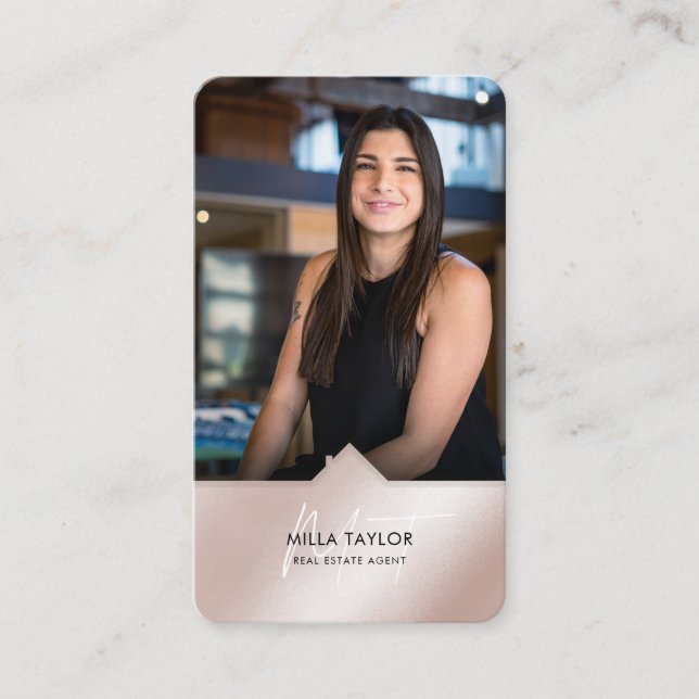 Cartão De Visita Foto de Monograma de Imóveis Modernos Profissionai (Frente)