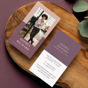 Cartão De Visita Foto de Negócios Moderna para Blush e Plum Profess