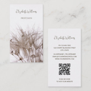 Cartão De Visita Foto de Pampas Grass Beige Sepia   Código QR